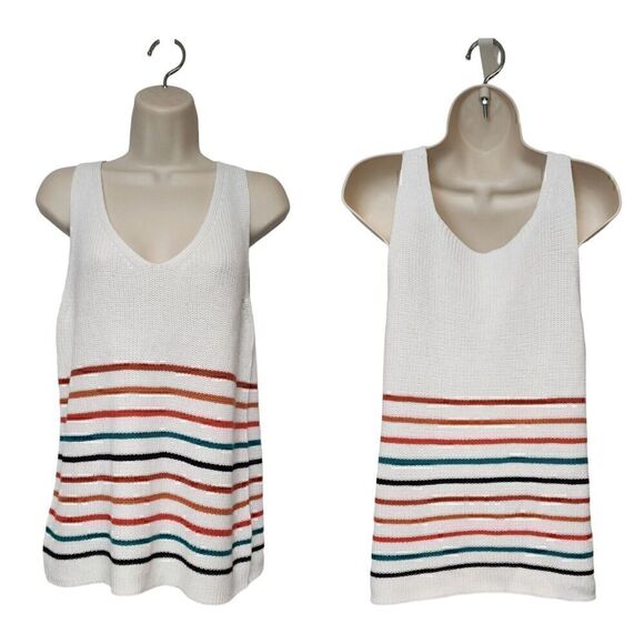 Women's Knit Strappy Tank Tops Scoop Neck Basic Colorblock Casual Flowy Size S - Picture 1 of 8